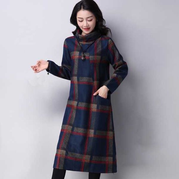 casual dresses long sleeve cotton woolen plus size vintage plaid women loose autumn winter dress elegant vestidos clothes 2021 db1, Black;gray
casual dresses long sleeve cotton woolen plus size vintage plaid women loose autumn winter dress elegant vestidos clothes 2021 db1, Black;gray
