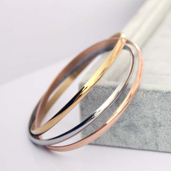 3 pcs new titanium steel three color bracelet gifts simple round bangle bracelets for women io chan contact, Silver
3 pcs new titanium steel three color bracelet gifts simple round bangle bracelets for women io chan contact, Silver