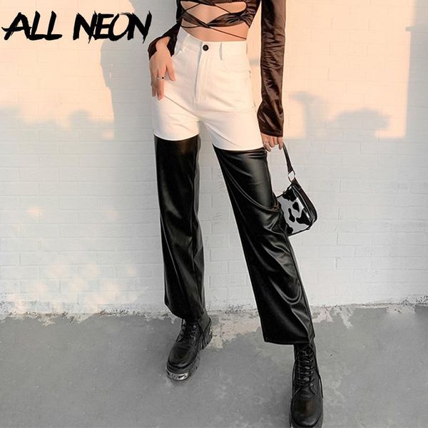 allneon y2k fashion patchwork pu leather trousers e-girl aesthetics slim panelled high waist long pants autumn vintage bottoms, Black;white
allneon y2k fashion patchwork pu leather trousers e-girl aesthetics slim panelled high waist long pants autumn vintage bottoms, Black;white