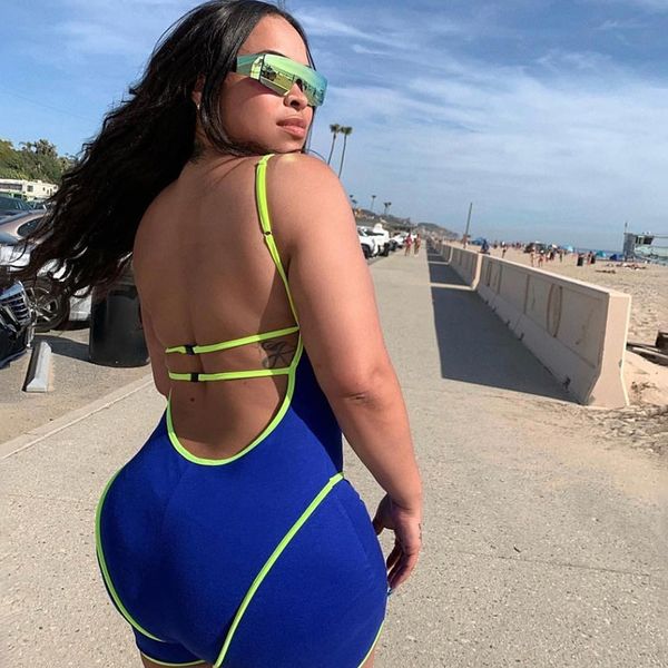 summer buckle open back bodycon jumpsuit neon color patchwork romper women overalls playsuits streetwear c87-bh16, Black;white
summer buckle open back bodycon jumpsuit neon color patchwork romper women overalls playsuits streetwear c87-bh16, Black;white