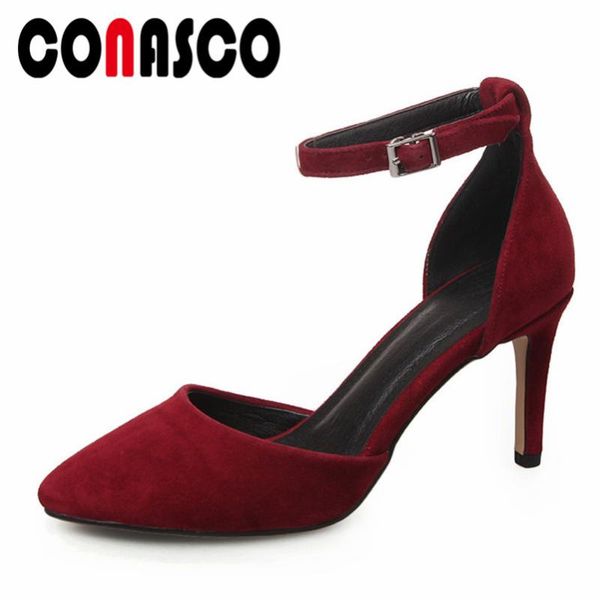conasco new spring new elegant concise ankle strap women pumps shoes kid suede thin high heels wedding party office shoes woman, Black
conasco new spring new elegant concise ankle strap women pumps shoes kid suede thin high heels wedding party office shoes woman, Black