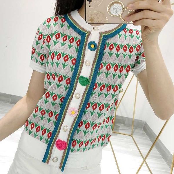 women's knits & tees knits crop cardigan summer women runway flowers jacquard sweaters korean knitted single breasted shor 6ek9, White
women's knits & tees knits crop cardigan summer women runway flowers jacquard sweaters korean knitted single breasted shor 6ek9, White