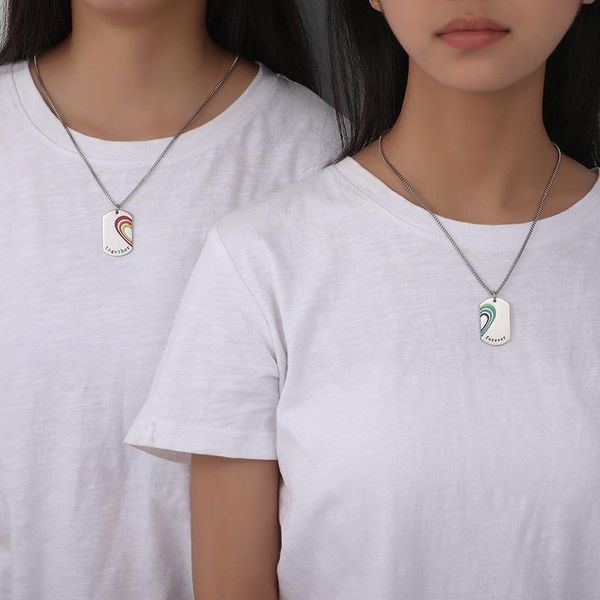 pendant necklaces vsnow statement geometric coin rainbow colour half love heart necklace alloy chain for women couple accessories, Silver
pendant necklaces vsnow statement geometric coin rainbow colour half love heart necklace alloy chain for women couple accessories, Silver
