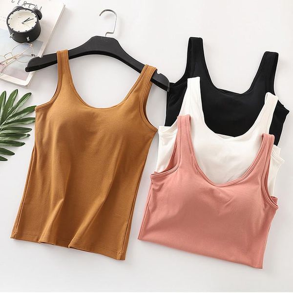 women's tanks & camis women built in bra padded vest female modal breathable fitness camisole solid push up blusas femininas, White
women's tanks & camis women built in bra padded vest female modal breathable fitness camisole solid push up blusas femininas, White