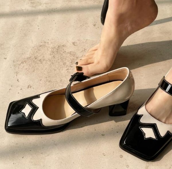 dress shoes drop woman black white brown patent leather patchwork mary jane female square toe buckle 65 mm heels retro pumps
dress shoes drop woman black white brown patent leather patchwork mary jane female square toe buckle 65 mm heels retro pumps