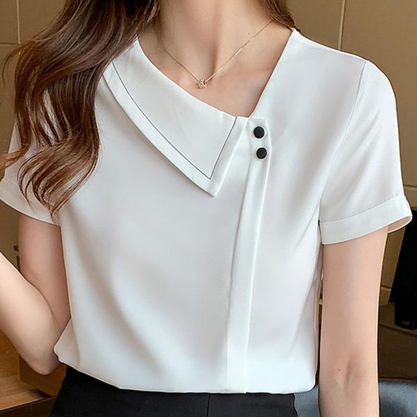 women's blouses & shirts 2021 chiffon short sleeve white shirt 
women's blouses & shirts 2021 chiffon short sleeve white shirt