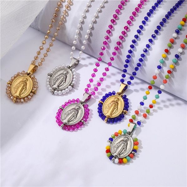 stainless steel non fading gem virgin necklace colored glass beads national style jewelry fashion luxury belief jewelry gifts multicolor cho, Silver
stainless steel non fading gem virgin necklace colored glass beads national style jewelry fashion luxury belief jewelry gifts multicolor cho, Silver