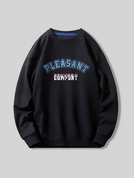 men letter graphic sweatshirt 00j1#, Black
