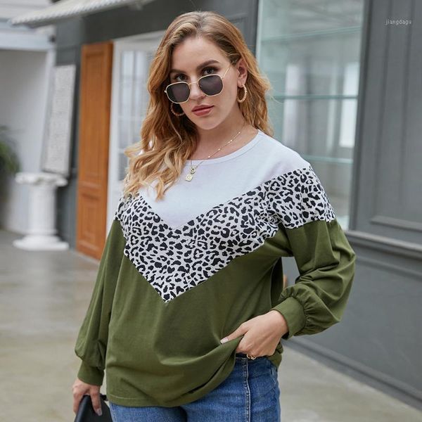 plus size t-shirt 2021 women's winter leopard print oversized o neck long sleeve stitching casual fashion for ladies all match, Black
plus size t-shirt 2021 women's winter leopard print oversized o neck long sleeve stitching casual fashion for ladies all match, Black