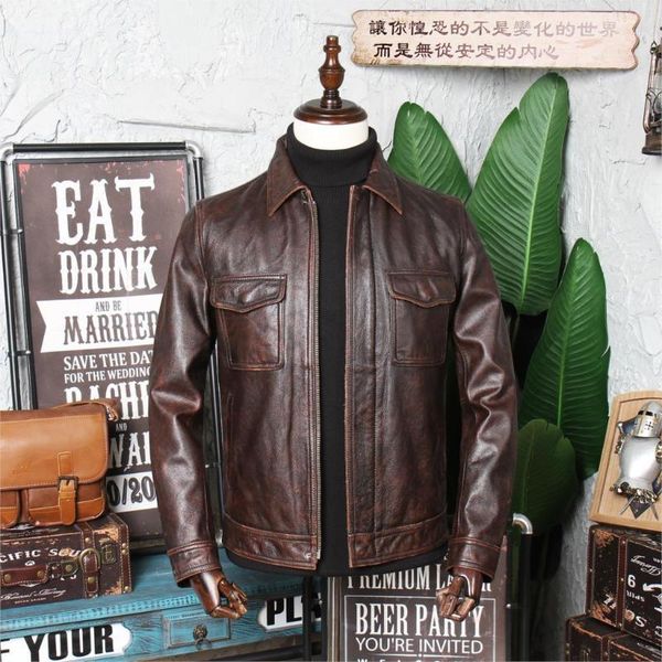 men's leather & faux genuine clothes cowhide section denim jacket vintage retro motorcycle tea core short slim casual, Black
men's leather & faux genuine clothes cowhide section denim jacket vintage retro motorcycle tea core short slim casual, Black