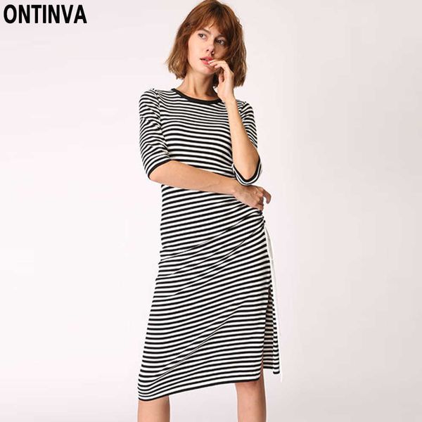 black white striped split knitted dresses casual half sleeve o neck knee length knitwear dress slim robes pencil 210527, Black;gray
black white striped split knitted dresses casual half sleeve o neck knee length knitwear dress slim robes pencil 210527, Black;gray