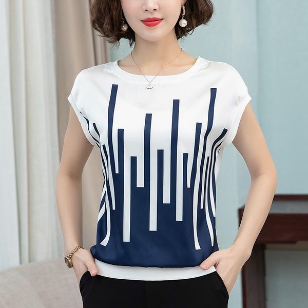 women's blouses & shirts korean style shirt print short-sleeved o-neck, White
women's blouses & shirts korean style shirt print short-sleeved o-neck, White