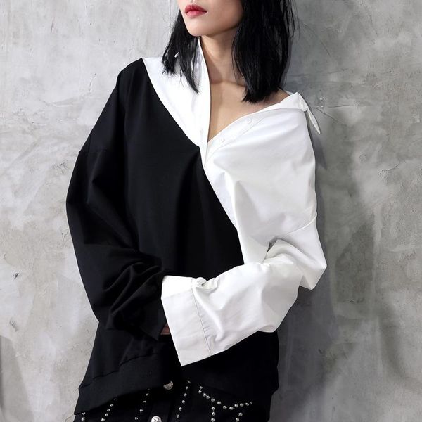 women's hoodies & sweatshirts 2021 spring long sleeve cool black and white patch turn down collar fashion design women
women's hoodies & sweatshirts 2021 spring long sleeve cool black and white patch turn down collar fashion design women