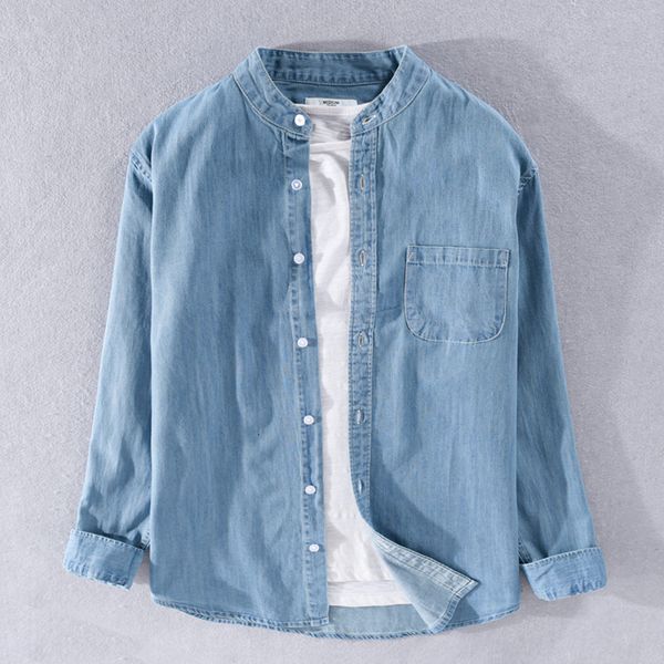 2021 autumn new style pure cotton denim blue casual comfortable shirts for men trendy solid shirt mens chemise camsia arph, White;black
2021 autumn new style pure cotton denim blue casual comfortable shirts for men trendy solid shirt mens chemise camsia arph, White;black