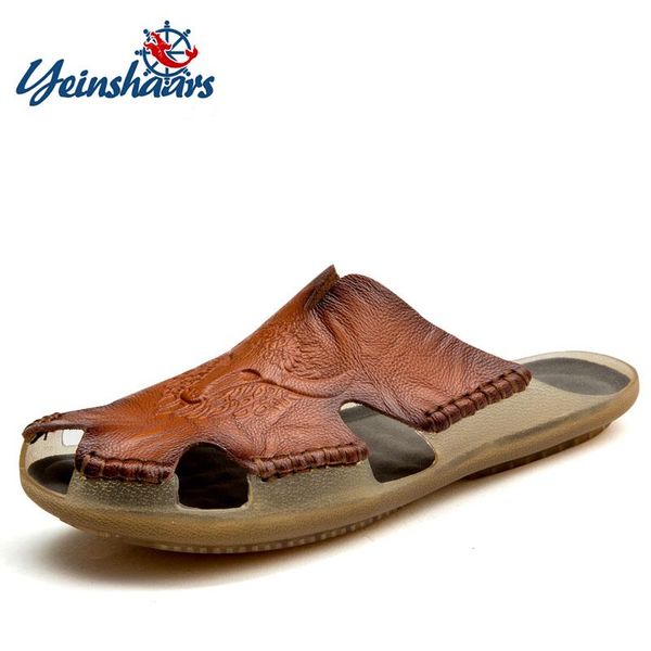 slippers yeinshaars quality leather non-slip men beach sandals comfortable summer shoes sics flip flops, Black
slippers yeinshaars quality leather non-slip men beach sandals comfortable summer shoes sics flip flops, Black