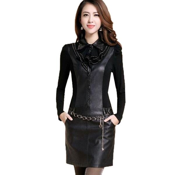 casual dresses 2021 spring autumn dress women long sleeve pu leather diamonds with belt plus size 4xl elegant slim ol vestidos sf048, Black;gray
casual dresses 2021 spring autumn dress women long sleeve pu leather diamonds with belt plus size 4xl elegant slim ol vestidos sf048, Black;gray
