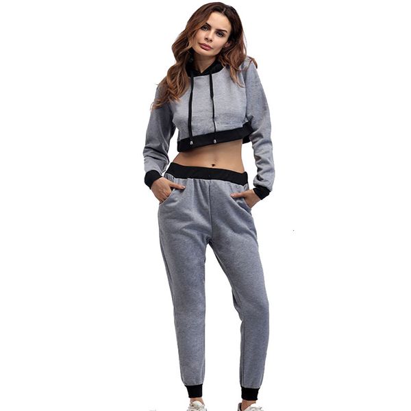 tracksuits sport suit autumn patchwork hooded short sweatsuit women's two piece set, Gray
tracksuits sport suit autumn patchwork hooded short sweatsuit women's two piece set, Gray