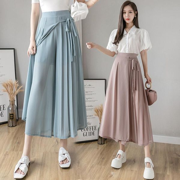 women's pants & capris korean elegant high waist wide leg loose chiffon women 2021 summer trousers casual culottes large size, Black;white
women's pants & capris korean elegant high waist wide leg loose chiffon women 2021 summer trousers casual culottes large size, Black;white