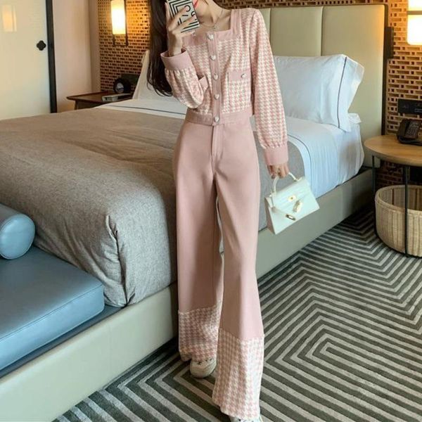 women's two piece pants sweater trouser suits women fall winter houndstooth heart-shaped buttons knitted pullover wide leg casual 2 set, White
women's two piece pants sweater trouser suits women fall winter houndstooth heart-shaped buttons knitted pullover wide leg casual 2 set, White