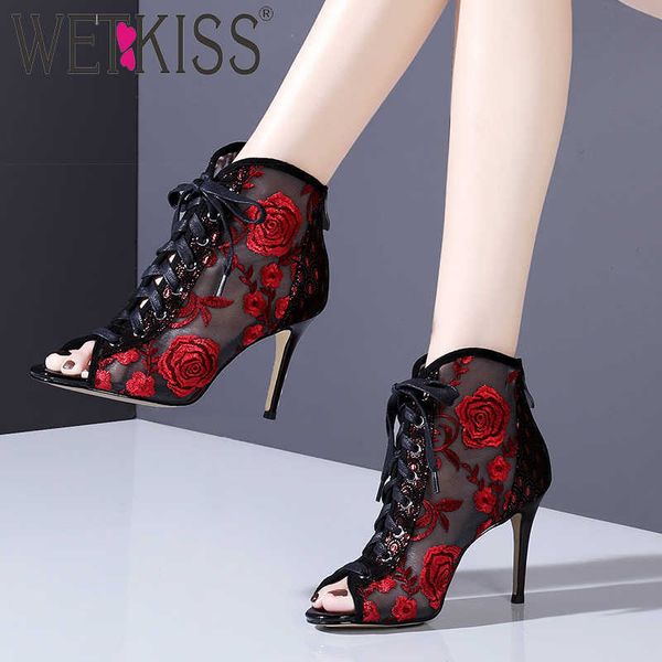 wetkiss embroider mesh ankle boots women lace up peep toe footwear party boots female high heels shoes woman summer 210630, Black
wetkiss embroider mesh ankle boots women lace up peep toe footwear party boots female high heels shoes woman summer 210630, Black