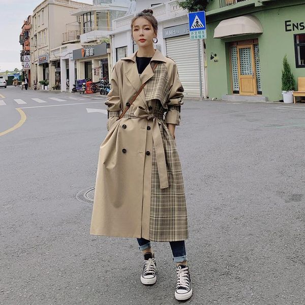 women's trench coats brand england style plaid coat women long double-breasted duster for lady spring autumn female outerwear clothes, Tan;black
women's trench coats brand england style plaid coat women long double-breasted duster for lady spring autumn female outerwear clothes, Tan;black