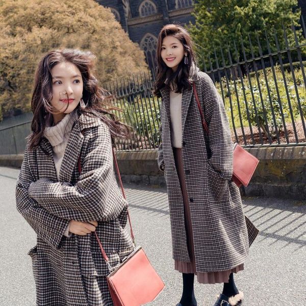 women's wool & blends winter check velvet coat female notched warm checkered woolen coats fleece office lady 2021 vintage long overcoat, Black
women's wool & blends winter check velvet coat female notched warm checkered woolen coats fleece office lady 2021 vintage long overcoat, Black