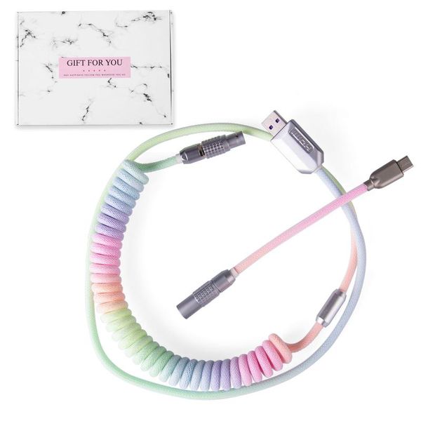 hubs 1.1m custom handmade coiled type c usb cable with xlr connector for mechanical gaming keyboard - pink white/colorful
hubs 1.1m custom handmade coiled type c usb cable with xlr connector for mechanical gaming keyboard - pink white/colorful