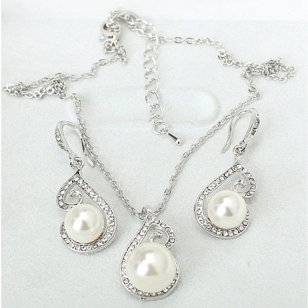 earrings & necklace crystal charm women imitation pearl pendant earring set statement party exquisite jewelry supplies, Silver
earrings & necklace crystal charm women imitation pearl pendant earring set statement party exquisite jewelry supplies, Silver