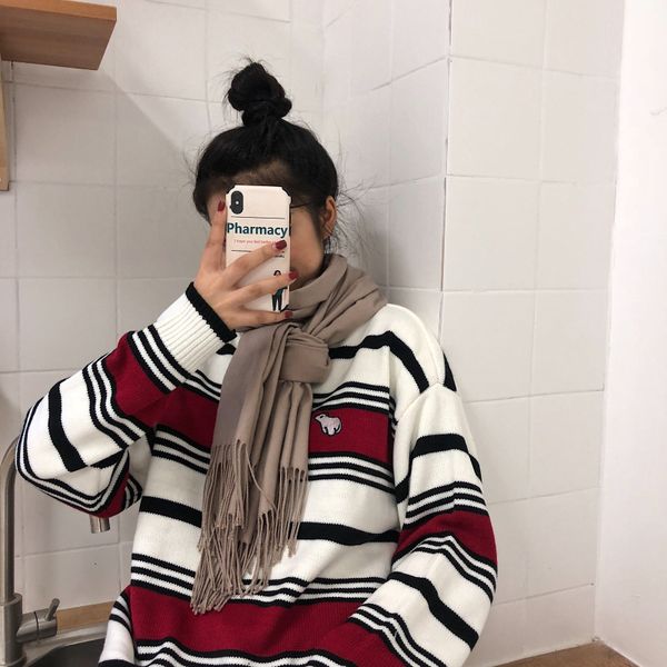 women's sweaters female autumn mode blouses of embroidered cartoons solid color long sleeve casual loose sweater crew neck l7py, White;black
women's sweaters female autumn mode blouses of embroidered cartoons solid color long sleeve casual loose sweater crew neck l7py, White;black