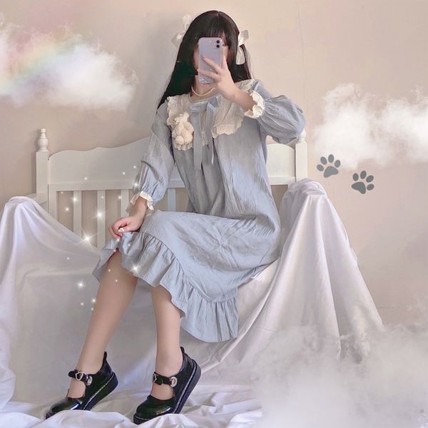 new sweet and lovely princess style sleepwear cotton long sleeve thin section lace dress two color womens home clothes autumn, Red;black
new sweet and lovely princess style sleepwear cotton long sleeve thin section lace dress two color womens home clothes autumn, Red;black