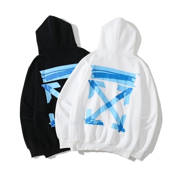 20ss autumn winter off men's women's versatile blue back printed hooded and velvet coat, Black
20ss autumn winter off men's women's versatile blue back printed hooded and velvet coat, Black