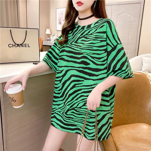 women's t-shirt 2021 summer fashion mid-length round neck short sleeve zebra pattern loose trendy h379, White
women's t-shirt 2021 summer fashion mid-length round neck short sleeve zebra pattern loose trendy h379, White