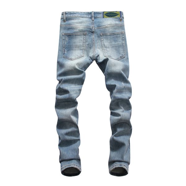 amiry 001 foreign trade men's rig patch jeans slim-fitting small foot motorcycle pants for young people sell men's long pant trous, Blue
amiry 001 foreign trade men's rig patch jeans slim-fitting small foot motorcycle pants for young people sell men's long pant trous, Blue