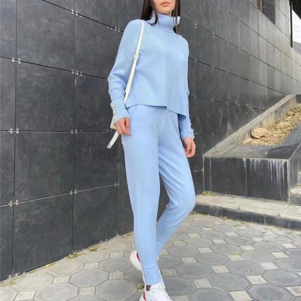 women's two piece pants turtleneck sweater suit women warm buttons causal loose sweaters knitted trousers set tracksuit, White
women's two piece pants turtleneck sweater suit women warm buttons causal loose sweaters knitted trousers set tracksuit, White