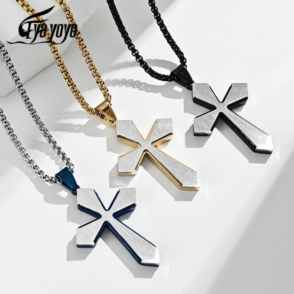 pendant necklaces rhombus cross necklace double layer stainless steel brushed with box chain jewelry gift collar hombre, Silver
pendant necklaces rhombus cross necklace double layer stainless steel brushed with box chain jewelry gift collar hombre, Silver