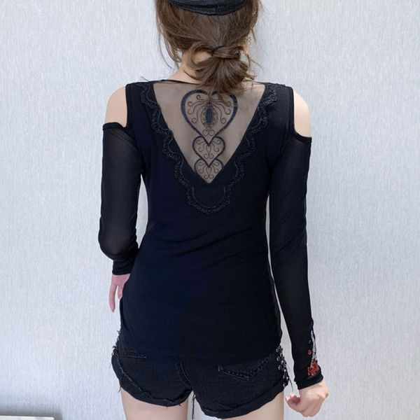 2021 new fall winter korean style t-shirt chic off shoulder shiny mesh eiffel tower diamonds women back ropa mujer tees t09131l 0y, White
2021 new fall winter korean style t-shirt chic off shoulder shiny mesh eiffel tower diamonds women back ropa mujer tees t09131l 0y, White