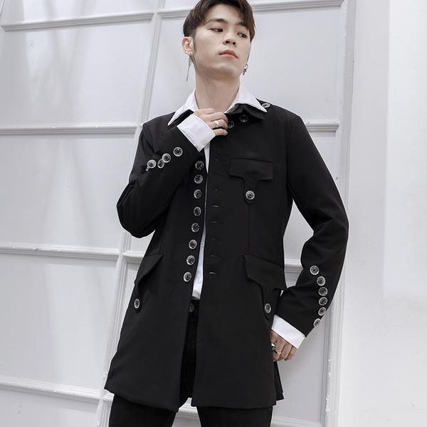 men's suits & blazers black spring summer coat single breasted medium length stand collar suit small slim fit big size handsome casual, White;black
men's suits & blazers black spring summer coat single breasted medium length stand collar suit small slim fit big size handsome casual, White;black