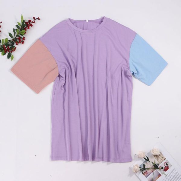 women's t-shirt 2021 round neck basic casual stitching loose solid color cotton summer short sleeve tee shirt for ladies, White
women's t-shirt 2021 round neck basic casual stitching loose solid color cotton summer short sleeve tee shirt for ladies, White