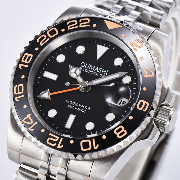 oumashi men's automatic mechanical gmt watches 40mm stainless steel sapphire glass luminous waterproof men wrist watch 15, Slivery;brown
oumashi men's automatic mechanical gmt watches 40mm stainless steel sapphire glass luminous waterproof men wrist watch 15, Slivery;brown