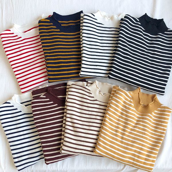 2021 new korean women sweater spring autumn long sleeve black white stripe pullover woman baisc casual knitted sweaters pulle femme txkc, White;black
2021 new korean women sweater spring autumn long sleeve black white stripe pullover woman baisc casual knitted sweaters pulle femme txkc, White;black