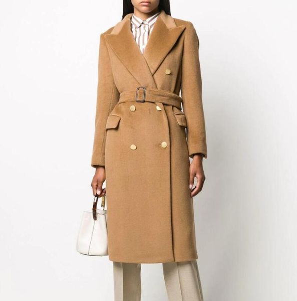 women's wool & blends 2021 autumn winter fashion lapel double breasted woolen coat women slim long overcoat with belt s43, Black
women's wool & blends 2021 autumn winter fashion lapel double breasted woolen coat women slim long overcoat with belt s43, Black