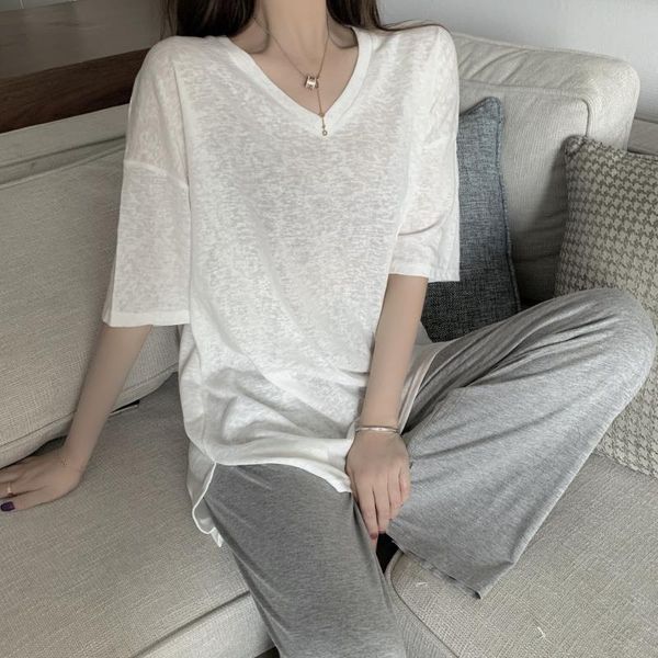 women's t-shirt short sleeve summer 2021 korean v-neck loose slit lazy wind sunscreen shirt half women, White
women's t-shirt short sleeve summer 2021 korean v-neck loose slit lazy wind sunscreen shirt half women, White