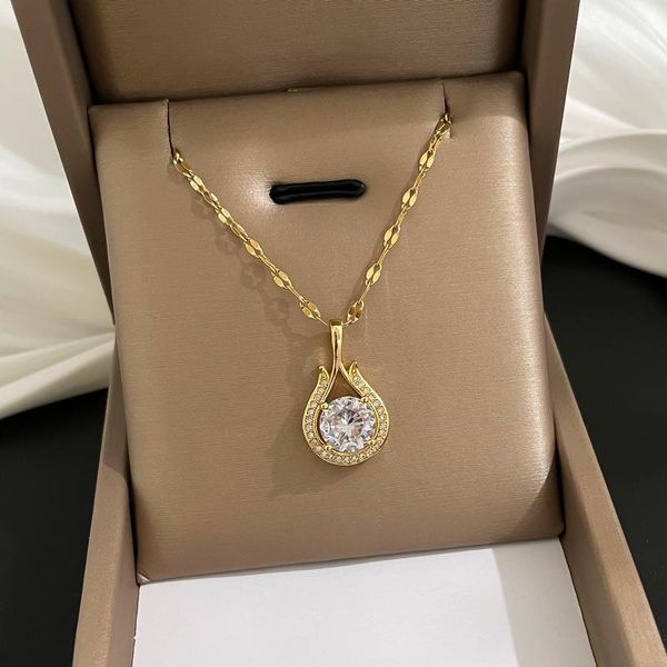 pendant necklaces luxury personality design water drop zircon necklace for women exquisite clavicle chain wedding fashion jewelry gifts, Silver
pendant necklaces luxury personality design water drop zircon necklace for women exquisite clavicle chain wedding fashion jewelry gifts, Silver