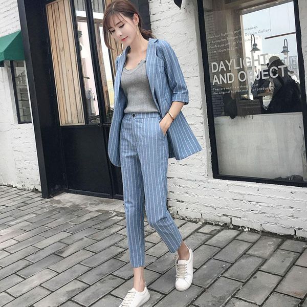 women's suits & blazers suit female 2021 spring and autumn temperament slim fashion plaid stripes office ladies ol two / piece, White;black
women's suits & blazers suit female 2021 spring and autumn temperament slim fashion plaid stripes office ladies ol two / piece, White;black