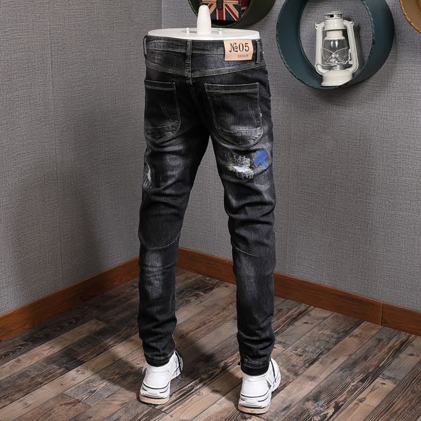 streetwear high fashion quality slim fit patches designer ripped men destroyed pencil pants hip hop jeans 6plj, Blue
streetwear high fashion quality slim fit patches designer ripped men destroyed pencil pants hip hop jeans 6plj, Blue