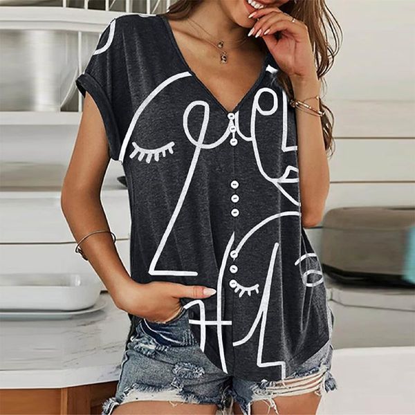 women's blouses & shirts plus size balck for ladies summer clothes casual fashion v-neck print short-sleeved et chemises, White
women's blouses & shirts plus size balck for ladies summer clothes casual fashion v-neck print short-sleeved et chemises, White