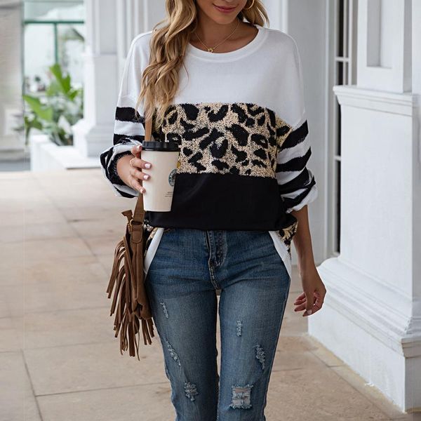 women's t-shirt 40# women patchwork t-shirts leopard print panel loose long sleeves round neck stitching spring spliced, White
women's t-shirt 40# women patchwork t-shirts leopard print panel loose long sleeves round neck stitching spring spliced, White