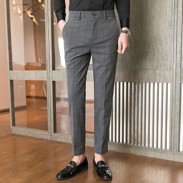 men's pants autumn winter check suit england style grid trousers business casual work clothing fashion slim fit bottoms, Black
men's pants autumn winter check suit england style grid trousers business casual work clothing fashion slim fit bottoms, Black
