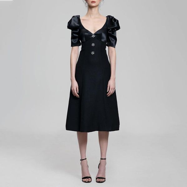 casual dresses ailigou 2021 women summer elegant fashion long dress black velvet short puff sleeve crystal button celebrity party, Black;gray
casual dresses ailigou 2021 women summer elegant fashion long dress black velvet short puff sleeve crystal button celebrity party, Black;gray