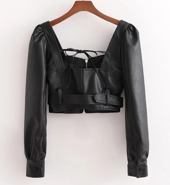 2021 Spring Streetwear Square neck PU Cropped Shirt Women Long Puff Sleeve Slim High Waist Short Faux Leather Blouse Tops, White
2021 Spring Streetwear Square neck PU Cropped Shirt Women Long Puff Sleeve Slim High Waist Short Faux Leather Blouse Tops, White